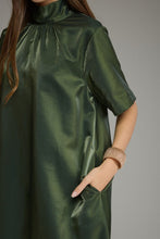 Load image into Gallery viewer, NEWEST ARRIVAL Pine Green Satin Tie Back Midi Dress
