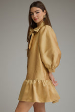 Load image into Gallery viewer, NEWEST ARRIVAL Gold Shimmer Large Front Bow Dress
