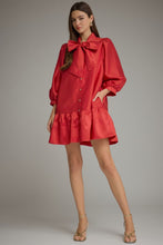 Load image into Gallery viewer, NEWEST ARRIVAL Red Shimmer Large Front Bow Dress
