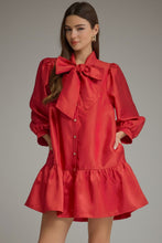 Load image into Gallery viewer, NEWEST ARRIVAL Red Shimmer Large Front Bow Dress
