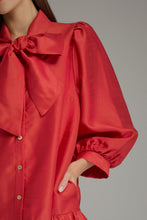 Load image into Gallery viewer, NEWEST ARRIVAL Red Shimmer Large Front Bow Dress
