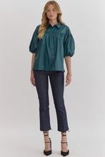 Load image into Gallery viewer, NEWEST ARRIVAL Teal Pleather Snap Button Blouse
