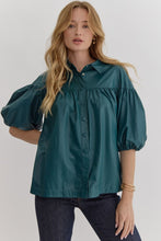Load image into Gallery viewer, NEWEST ARRIVAL Teal Pleather Snap Button Blouse
