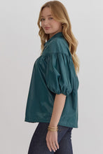 Load image into Gallery viewer, NEWEST ARRIVAL Teal Pleather Snap Button Blouse
