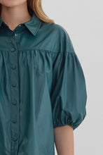 Load image into Gallery viewer, NEWEST ARRIVAL Teal Pleather Snap Button Blouse
