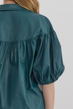 Load image into Gallery viewer, NEWEST ARRIVAL Teal Pleather Snap Button Blouse

