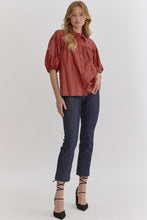 Load image into Gallery viewer, NEWEST ARRIVAL Rust Pleather Snap Button Blouse
