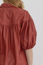 Load image into Gallery viewer, NEWEST ARRIVAL Rust Pleather Snap Button Blouse
