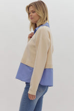 Load image into Gallery viewer, NEWEST ARRIVAL Ivory/Blue Contrast Sweater Top
