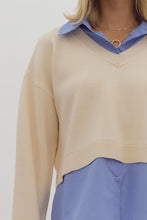 Load image into Gallery viewer, NEWEST ARRIVAL Ivory/Blue Contrast Sweater Top
