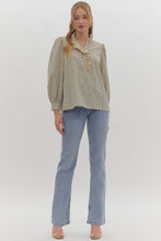 Load image into Gallery viewer, NEWEST ARRIVAL Green/Ivory Ruffle Lace Trim Blouse
