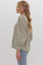 Load image into Gallery viewer, NEWEST ARRIVAL Green/Ivory Ruffle Lace Trim Blouse
