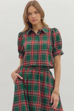 Load image into Gallery viewer, NEWEST ARRIVAL LAST ONE Green Christmas Plaid Midi Skirt Set
