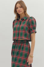 Load image into Gallery viewer, NEWEST ARRIVAL LAST ONE Green Christmas Plaid Midi Skirt Set
