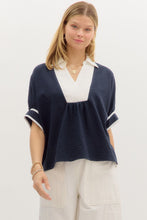 Load image into Gallery viewer, NEWEST ARRIVAL Navy Dolman Sleeve Blouse
