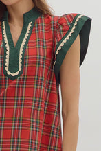 Load image into Gallery viewer, NEWEST ARRIVAL LAST ONE Christmas Plaid Flutter Sleeve Blouse

