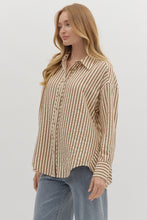 Load image into Gallery viewer, NEWEST ARRIVAL Brown Striped Button Down Long Sleeve
