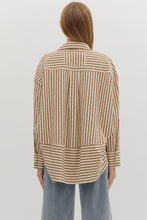 Load image into Gallery viewer, NEWEST ARRIVAL Brown Striped Button Down Long Sleeve
