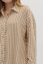 Load image into Gallery viewer, NEWEST ARRIVAL Brown Striped Button Down Long Sleeve
