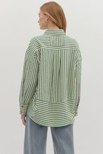 Load image into Gallery viewer, NEWEST ARRIVAL Green Striped Button Down Long Sleeve
