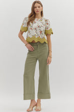 Load image into Gallery viewer, NEWEST ARRIVAL Mustard Floral Scallop Blouse
