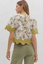 Load image into Gallery viewer, NEWEST ARRIVAL Mustard Floral Scallop Blouse
