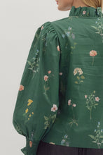 Load image into Gallery viewer, NEWEST ARRIVAL Hunter Green Floral Button Down Blouse
