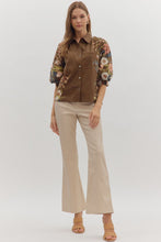 Load image into Gallery viewer, NEWEST ARRIVAL Brown Floral Button Down Blouse
