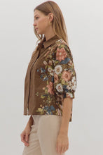 Load image into Gallery viewer, NEWEST ARRIVAL Brown Floral Button Down Blouse
