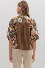 Load image into Gallery viewer, NEWEST ARRIVAL Brown Floral Button Down Blouse
