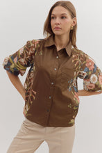 Load image into Gallery viewer, NEWEST ARRIVAL Brown Floral Button Down Blouse
