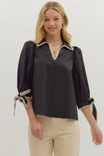 Load image into Gallery viewer, NEWEST ARRIVAL Black Bow Sleeve Blouse
