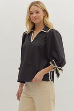 Load image into Gallery viewer, NEWEST ARRIVAL Black Bow Sleeve Blouse
