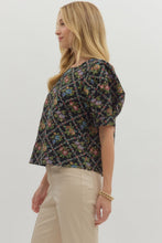 Load image into Gallery viewer, NEWEST ARRIVAL *PREORDER 8/23* Jacquard Floral Puff Sleeve Blouse

