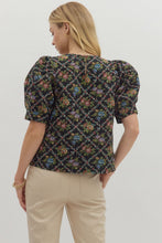 Load image into Gallery viewer, NEWEST ARRIVAL *PREORDER 8/23* Jacquard Floral Puff Sleeve Blouse
