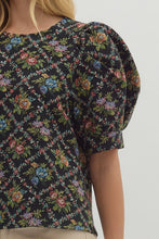 Load image into Gallery viewer, NEWEST ARRIVAL *PREORDER 8/23* Jacquard Floral Puff Sleeve Blouse
