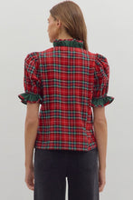 Load image into Gallery viewer, NEWEST ARRIVAL LAST ONE Red Christmas Plaid Ruffle Blouse
