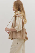 Load image into Gallery viewer, NEWEST ARRIVAL Camel Brown Striped Hoodie Top
