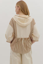 Load image into Gallery viewer, NEWEST ARRIVAL Camel Brown Striped Hoodie Top
