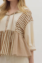 Load image into Gallery viewer, NEWEST ARRIVAL Camel Brown Striped Hoodie Top
