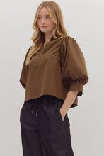 Load image into Gallery viewer, NEWEST ARRIVAL Brown Poplin Blouse

