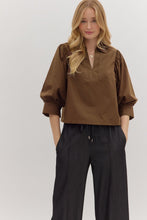 Load image into Gallery viewer, NEWEST ARRIVAL Brown Poplin Blouse

