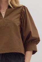 Load image into Gallery viewer, NEWEST ARRIVAL Brown Poplin Blouse
