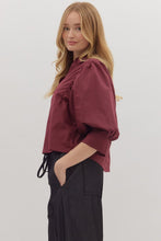 Load image into Gallery viewer, NEWEST ARRIVAL Burgundy Wine Poplin Blouse
