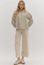 Load image into Gallery viewer, NEWEST ARRIVAL Olive Green/Ivory Striped Contrast Combo Blouse
