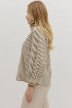 Load image into Gallery viewer, NEWEST ARRIVAL Olive Green/Ivory Striped Contrast Combo Blouse
