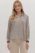 Load image into Gallery viewer, NEWEST ARRIVAL Black/Ivory Striped Contrast Combo Blouse
