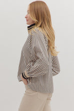 Load image into Gallery viewer, NEWEST ARRIVAL Black/Ivory Striped Contrast Combo Blouse
