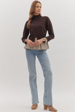 Load image into Gallery viewer, NEWEST ARRIVAL Brown Contrast Mock Neck Sweater
