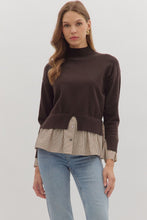 Load image into Gallery viewer, NEWEST ARRIVAL Brown Contrast Mock Neck Sweater
